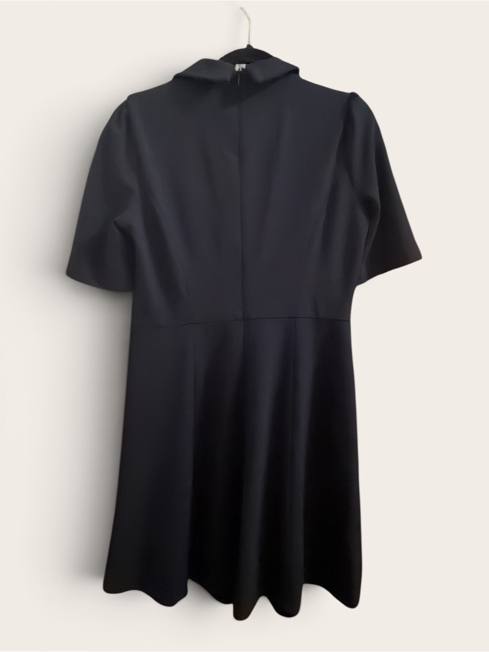 Classic Navy Blue A-Line Dress with Pearl Buttons - Picture 3 of 4
